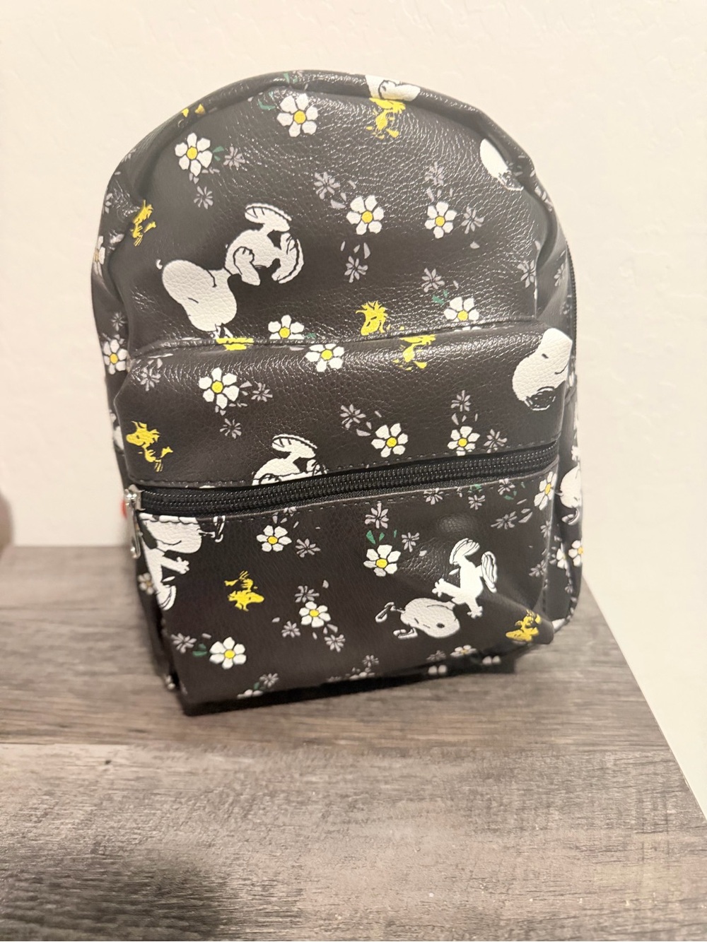 Peanuts Black Mini Backpack with White Snoopy & Yellow Woodstock Print